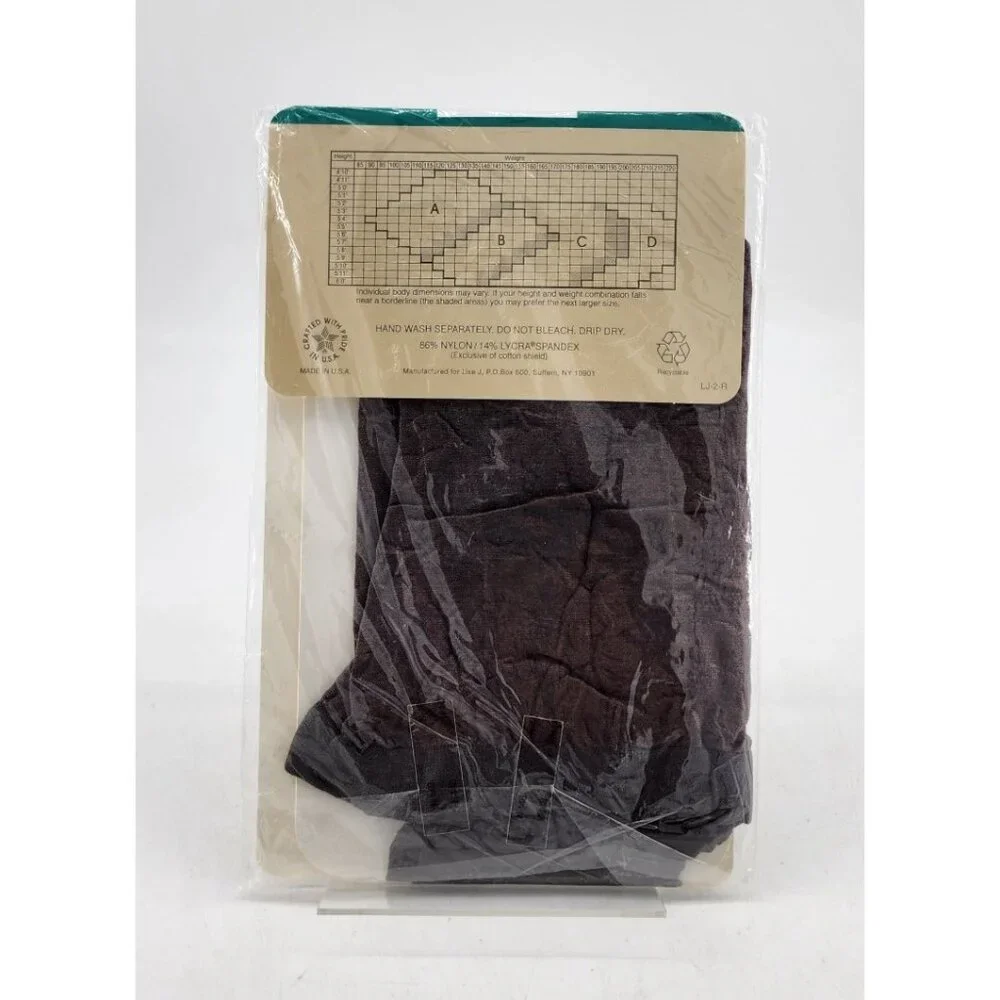 x2 Vtg Lise J Silken Sheers Satiny Control Top Sandalfoot‎ Pantyhose Off Black C